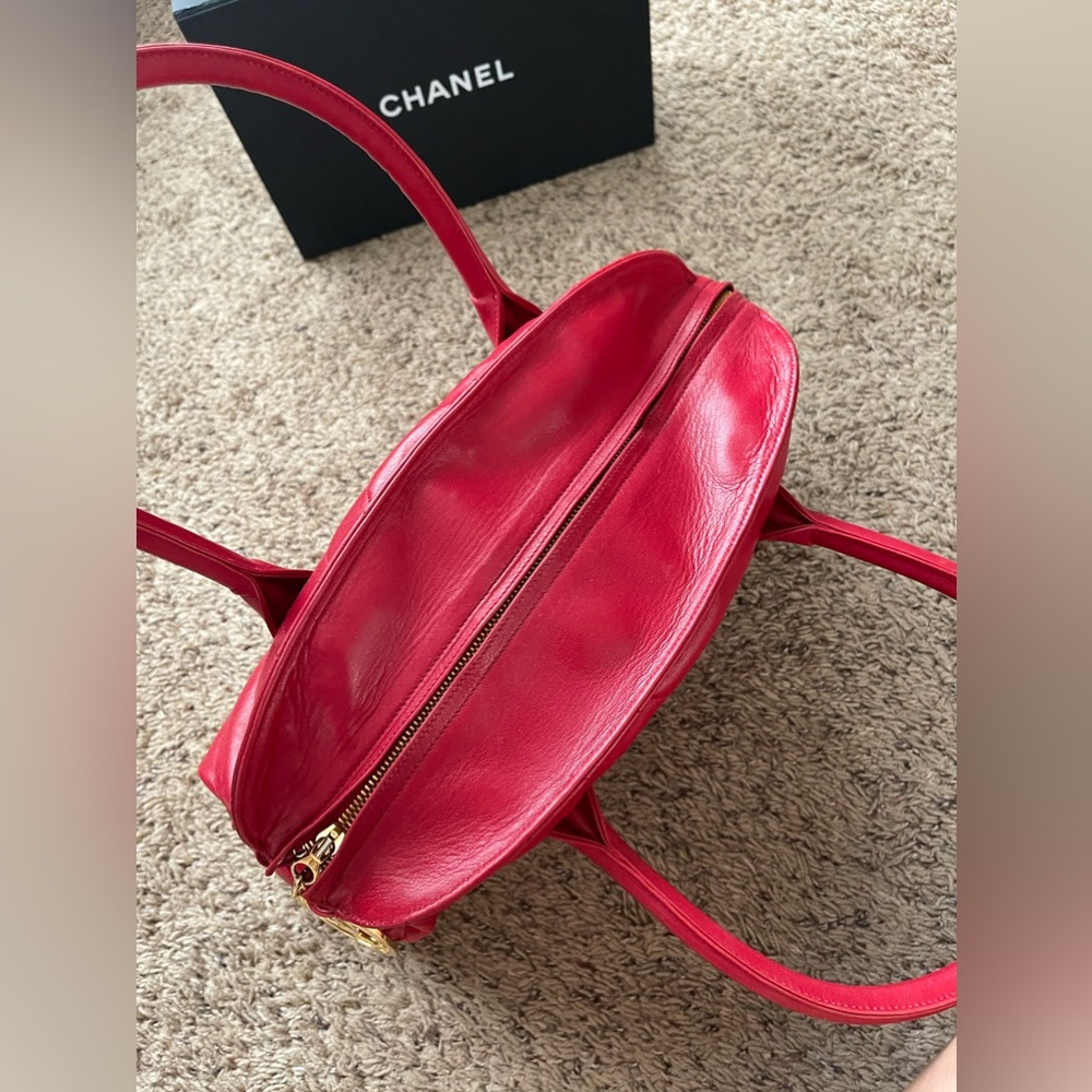 Chanel Red Lambskin Chevron Bag - Picture 14 of 17